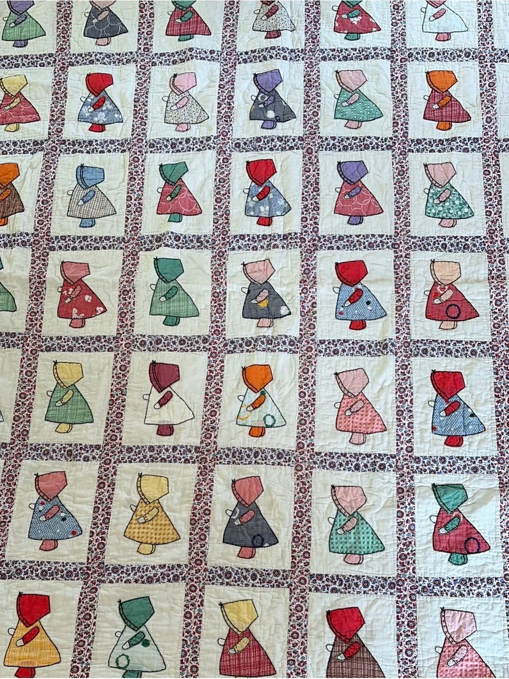 Sunbonnet Sue Patchwork Kids Dress Quilt - Multicolor
